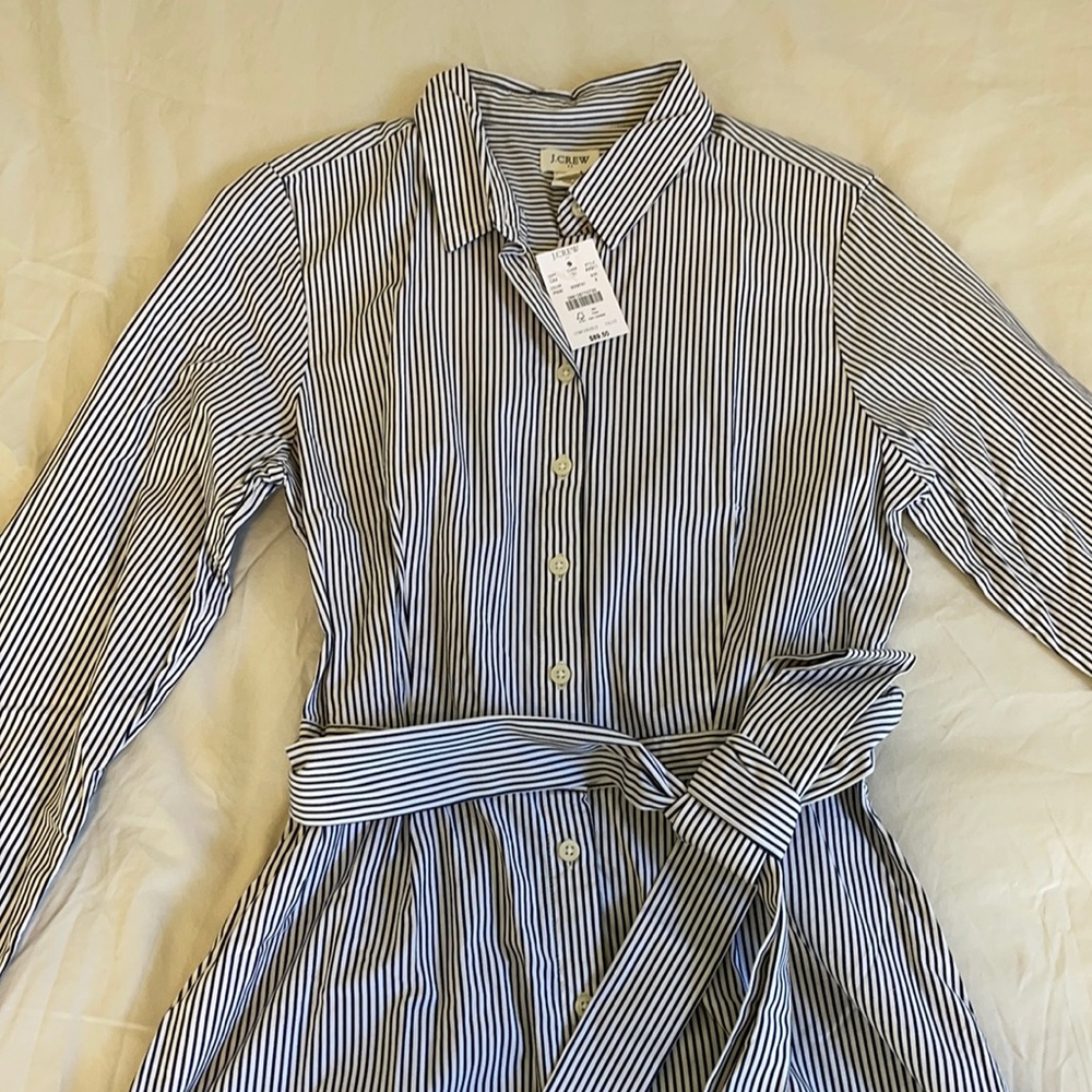 NWT J.Crew black and white pinstripe dress